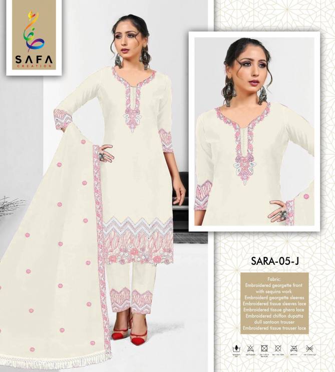 Sara 05 B Safa Pakistani Heavy Embroidery Georgette Readymade Suits Wholesale Market